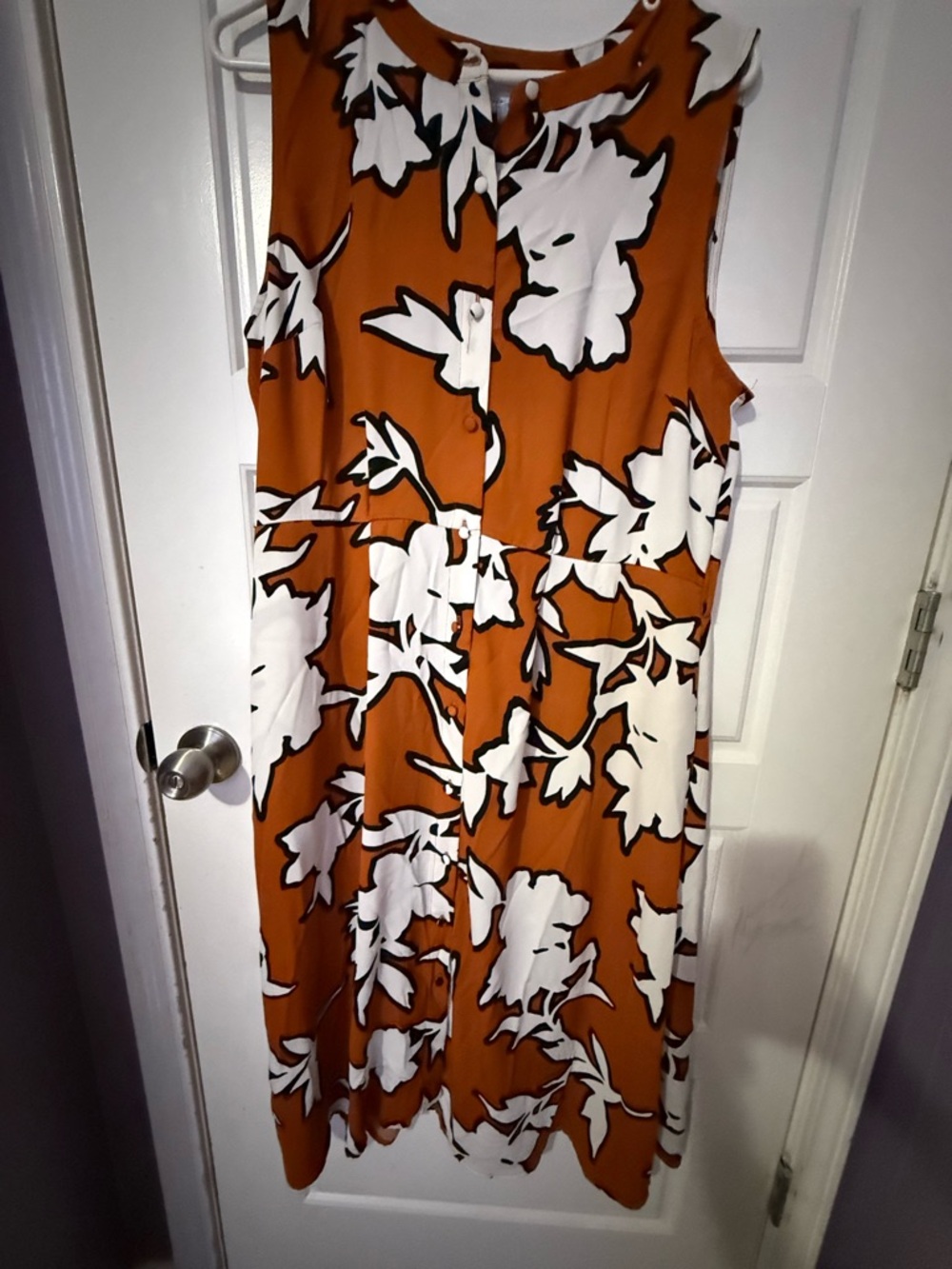 Liz Claiborne Orange and White Sleeveless Floral Maxi Dress